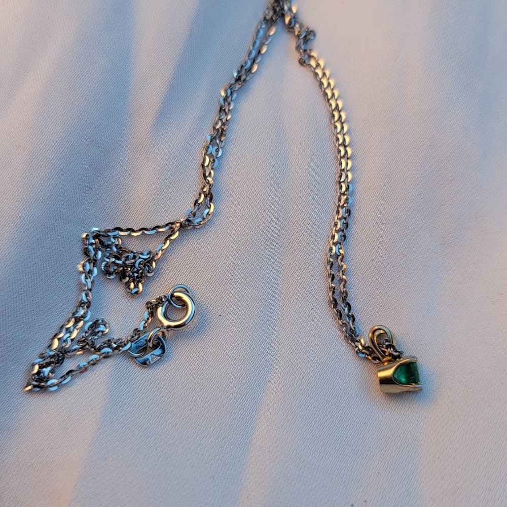 Solid Gold Round Emerald Necklace - image 4